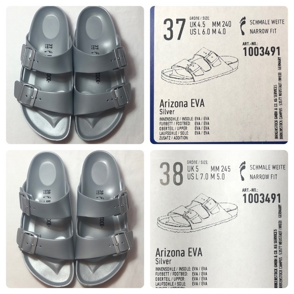 New Birkenstocks Arizona EVA Sandal Gray/Silver - Picture 7 of 15
